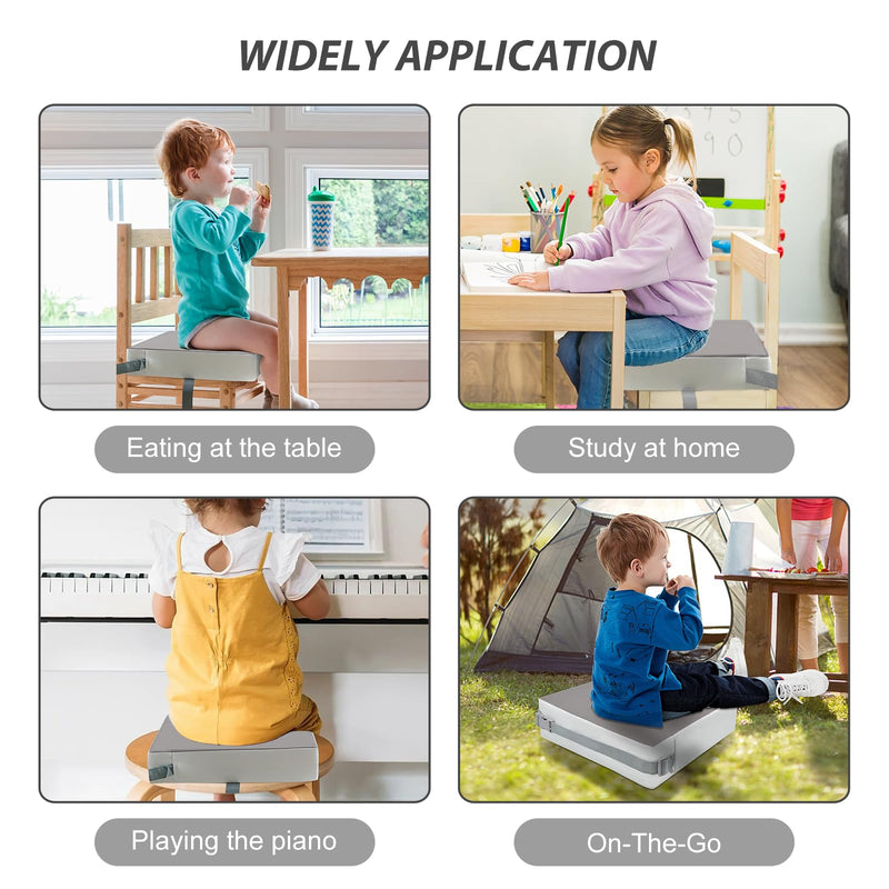 Booster Seat for Table - PU Waterproof Strong Support Toddler Booster Seat for Dining Table, Portable Booster Chair with Adjustable Elasticity Straps for Toddlers Eating Travel Home Grey - BeesActive Australia