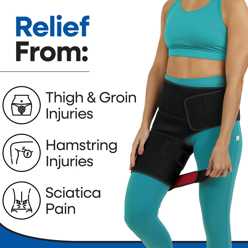 Hip Brace Thigh Compression Sleeve | Sciatica Pain Relief Device | Hamstring & Groin Compression Sleeve Wrap for Sciatic Nerve Relief | Hip Support Braces Thigh Brace for Women & Men SMALL / LEFT LEG Small/Medium - BeesActive Australia