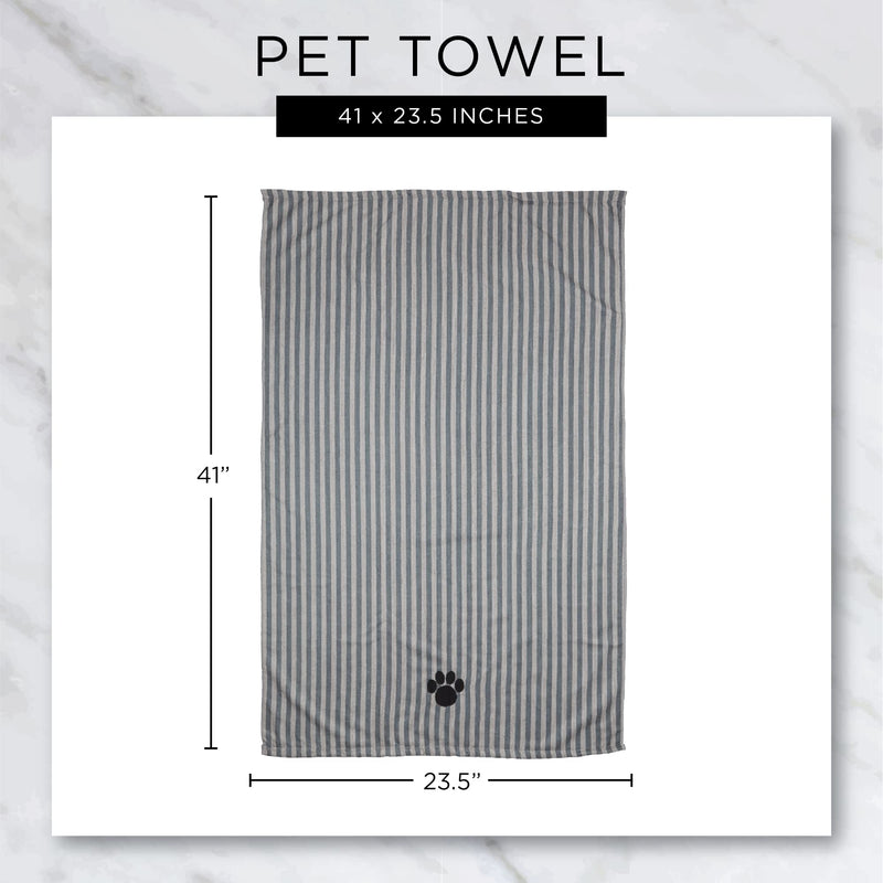 Bone Dry Pet Grooming Towel Collection Absorbent Microfiber X-Large, 41x23.5", Striped Rose - BeesActive Australia
