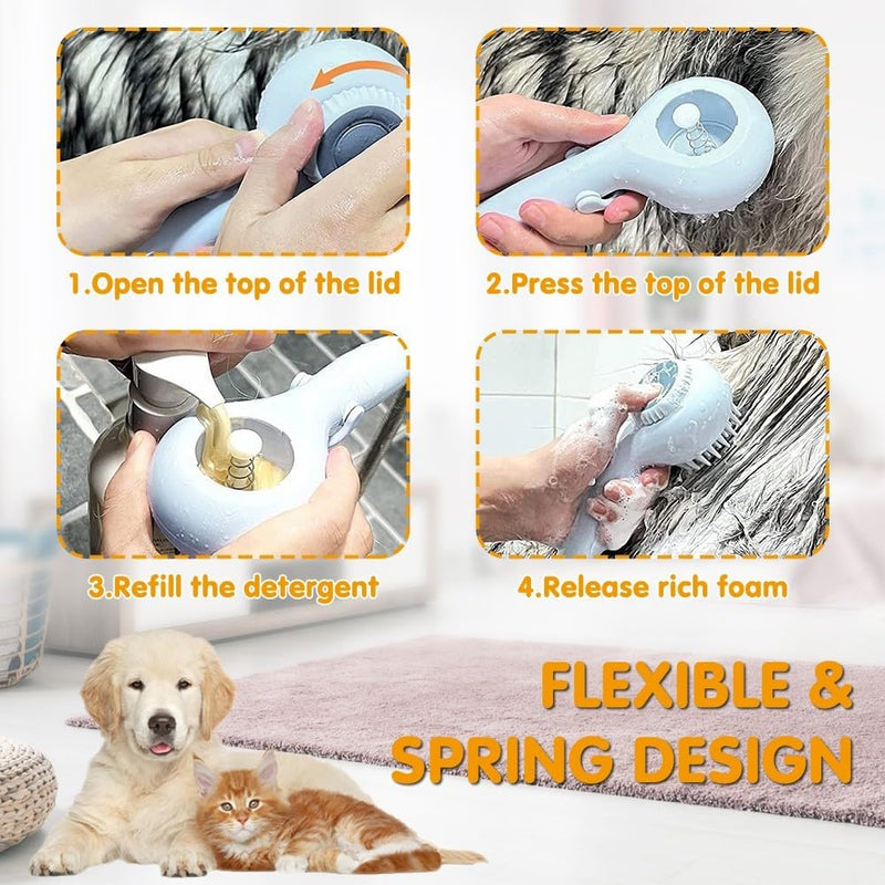 Pet Bath Brush Spray Set, Pet Shower Sprayer, Dog Bath Brush with Soft Brush and Adapters for Indoor and Outdoor Bathing, Grooming, Massaging and Washing - BeesActive Australia