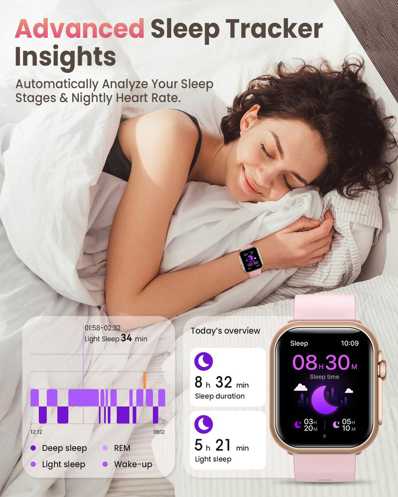 Smart Watch for Women for iPhone Android: 1.85" Smart Watch with 30 Days+ Battery Life Make/Recive Call Heart Rate SpO2 Sleep Monitor 120+ Sport IP68 Waterproof Fitness Tracker Watch Pedometer Reloj - BeesActive Australia