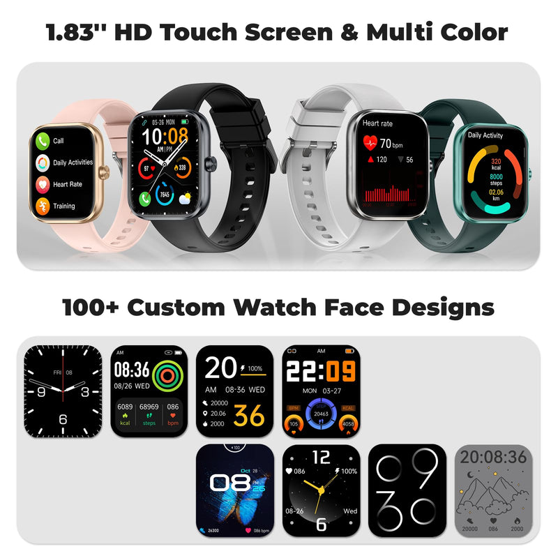 Fitness Tracker (Answer/Make Call)，Smart Watch 24/7 Heart Rate Spo2 Blood Pressure Monitor Sleep Tracker, 120 Sports Modes Pedometer Calorie Step Tracker, Waterproof Activity Tracker for Women Men