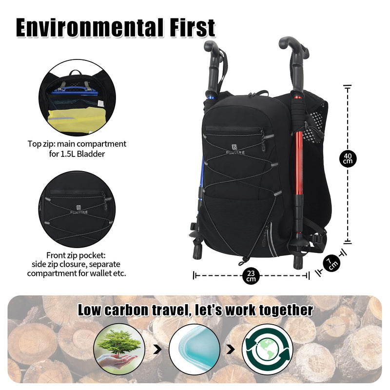B BAIYULE Lightweight Running Hydration Vest Backpack,Hydration Water Backpack with Bladder or Flask (Optional), Hiking Trail Running Cycling Marathon Backpack with 2L Bladder