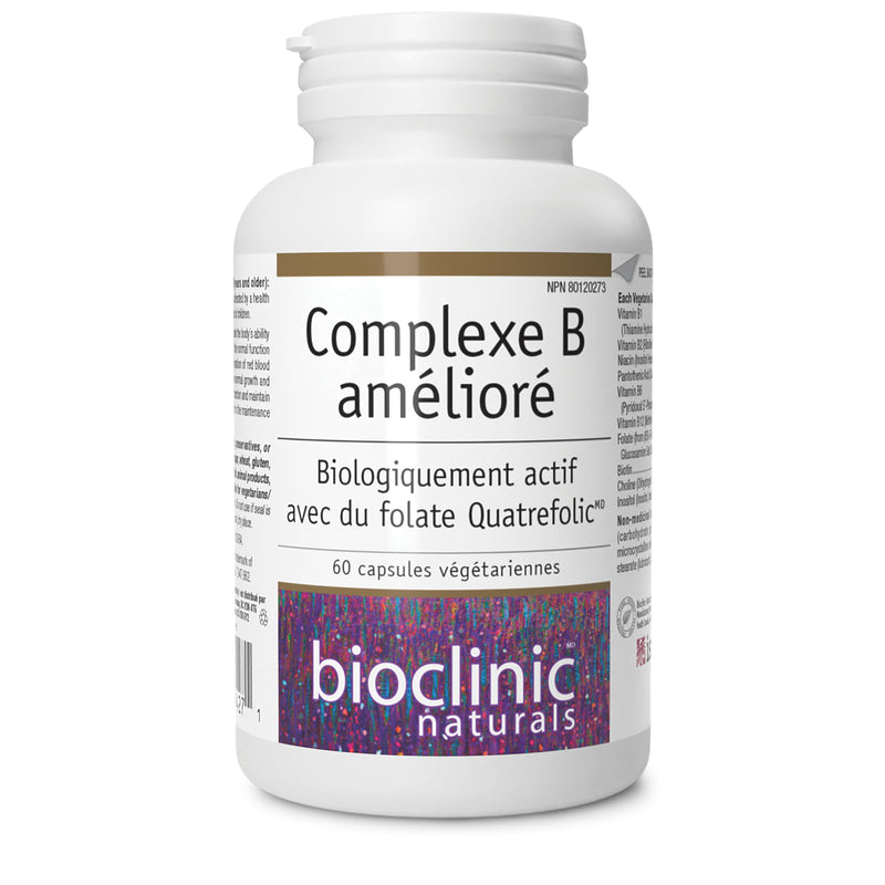Bioclinic Naturals Enhanced B Complex 60 Softgels - Biologically Active and with Quatrefolic Folate