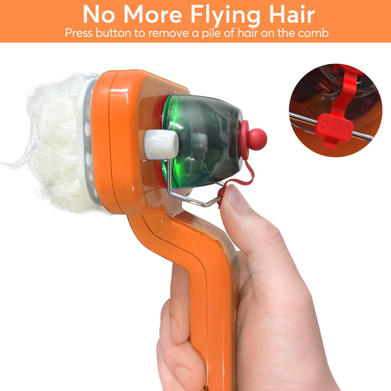 Pet Grooming Comb by DEALGO, Cat Brush, Dog Brush, Humidified & Massaging & Detangling, One-button Remove Hair, Non-Slip Handle, Rechargeable, For Cats & Dogs (Orange, Regular) Orange - BeesActive Australia