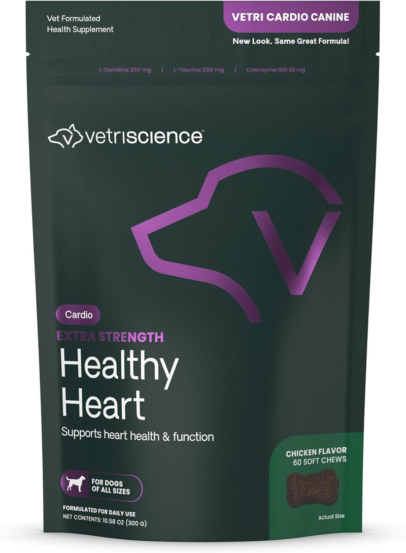 VETRISCIENCE Vetri Cardio Canine Complete Cardiovascular Support for Dogs with CoQ10, Taurine and Arginine , 60 Chews - BeesActive Australia