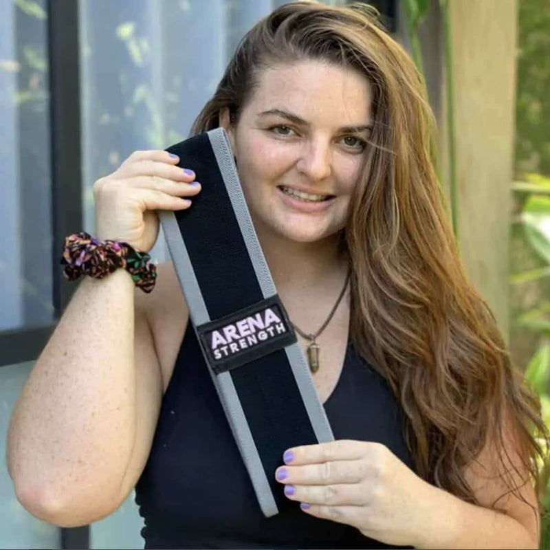 Arena Strength Fabric Booty Bands: Fabric Resistance Bands for Legs and Butt: 3 Pack Set. Perfect Workout Hip Band Resistance. Workout Program and Carry Case Included Gray, Pink