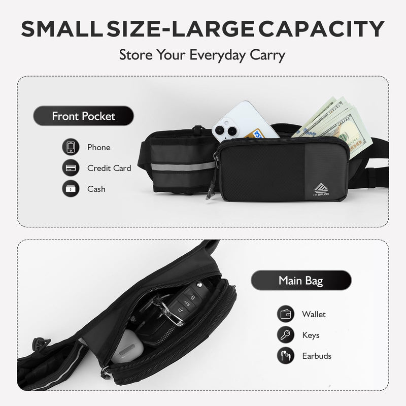 Fanny Pack for Women Men with Water Bottle Holder,Waist Bag for Hiking,Travel,Running,Dog Walking,Workout,Cycling (Black) Black - BeesActive Australia
