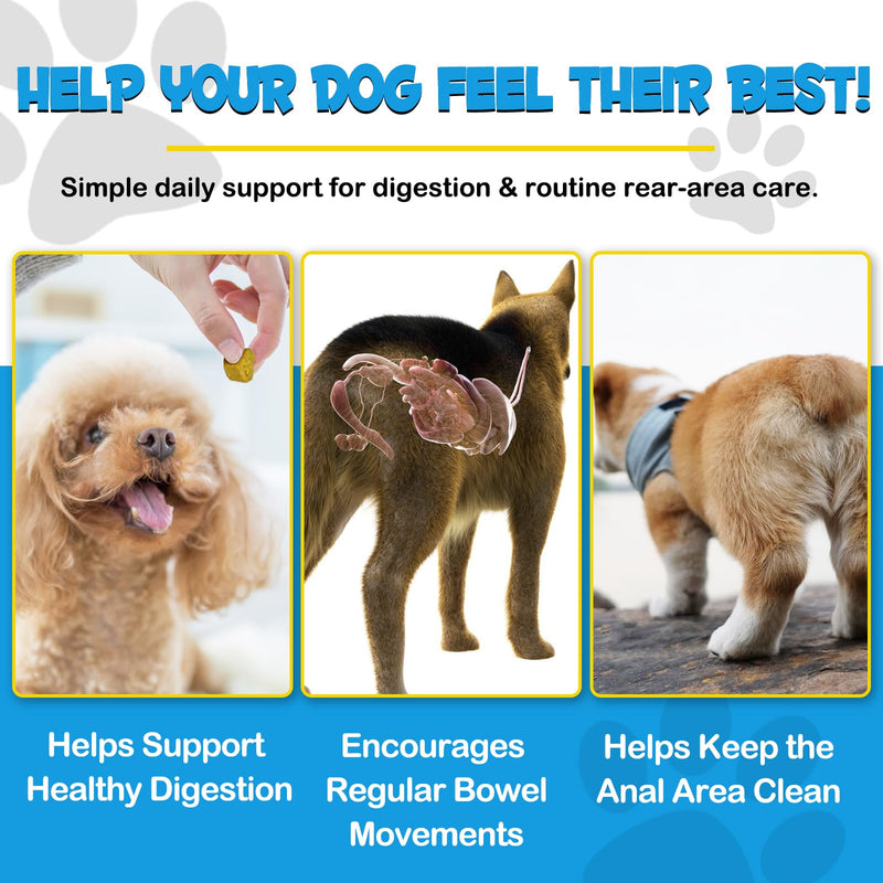 Anal Gland Soft Chews for Dogs, Anal Gland Support Chews for Dogs,150 Soft Chews with Fiber, Probiotics & Digestive Enzymes Support Healthy Bowel Function Beef Flavor