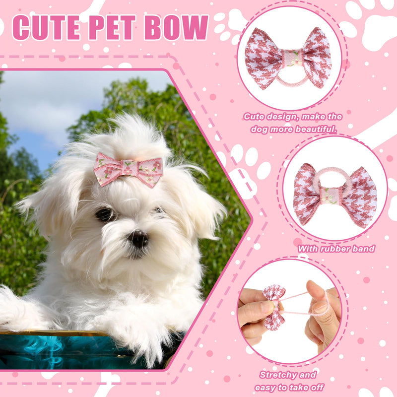 20 Pcs Small Dog Hair Bows with Rubber Bands Pink Dog Bows Puppy Dog Hair Bows Mix Style Handmade Cute Grooming Flower Ball Bowknot Top Knot Dog Hair Accessories for Yorkie Teddy Dog Hair Accessories - BeesActive Australia