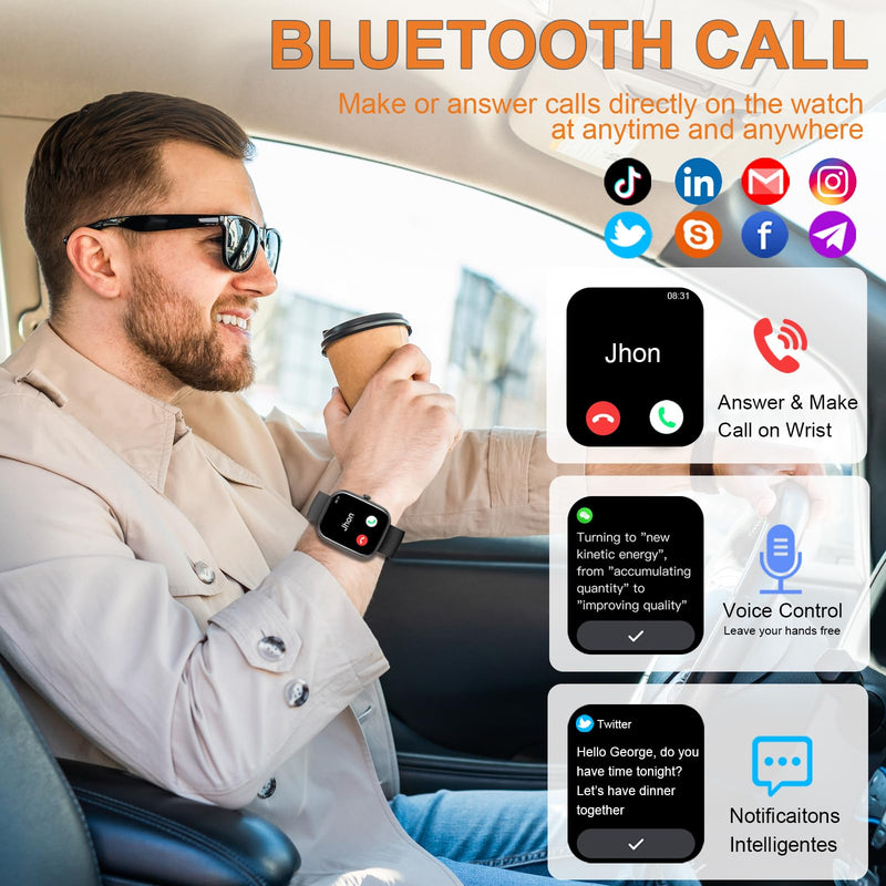 Smart Watch for Men Women(Answer/Make Calls), 1.96" HD Smartwatch, Fitness Tracker with 110+ Sport Modes, IP68 Waterproof, Heart Rate/Sleep/Step Monitor, Pedometer, Activity Tracker for Android iOS red - BeesActive Australia