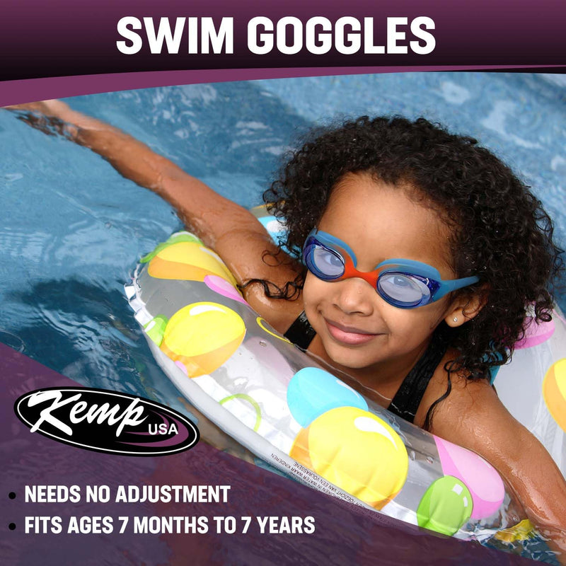 Kemp USA Learn 2 Swim Belt for Children + Kids' Blue/Orange Swimming Goggles