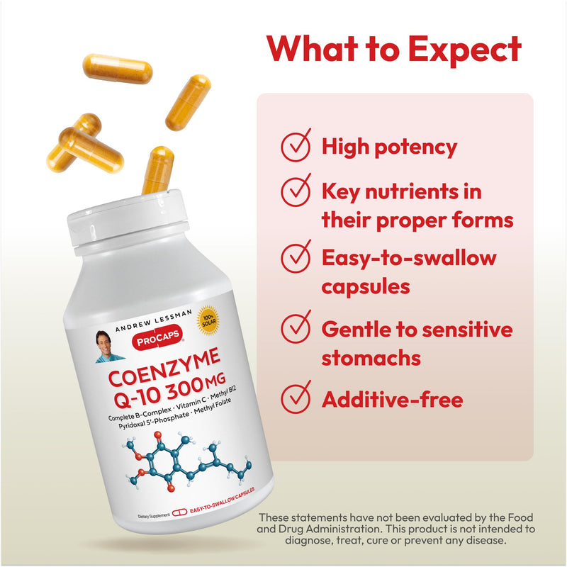 ANDREW LESSMAN Coenzyme Q-10 300 mg 30 Capsules - Essential for Energy Production and Optimum Key Organ Function, Anti-Oxidant Support, Depleted by Aging, Plus B-Complex. Easy to Swallow Capsules | 300 mg Coenzyme Q-10 plus bioavailable B Vitamins & Vi...