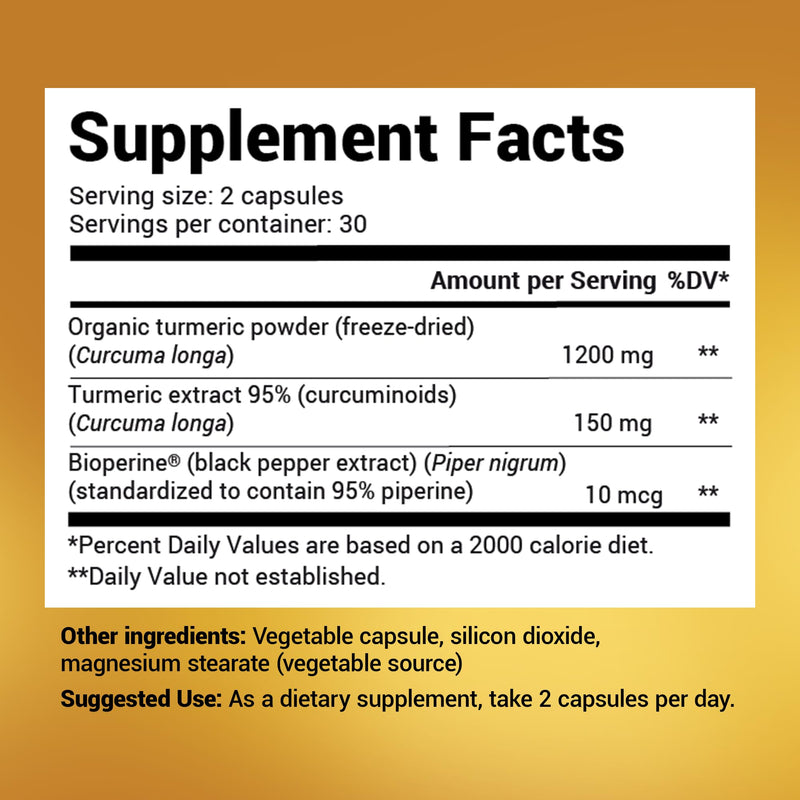 Dr. Berg (Only 2 Per Day) Turmeric Supplement with Black Pepper (BioPerine) - 1350 mg Turmeric Curcumin Supplement with 95% Curcuminoids – Turmeric Curcumin with Black Pepper – 60 Turmeric Capsules - BeesActive Australia