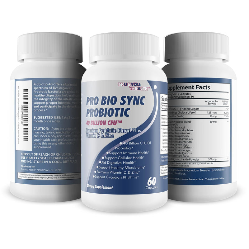 Pro Bio Sync Probiotic 40 Billion CFU - Intestinal Cleansing Premium Probiotic Supplement with Immune Support - Help Improve Gut Microbiome - Natural Defensa Probiotic 40 Billion With Prebiotic