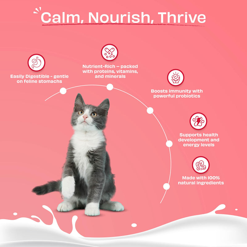 Pawfect Nature's Sip Goat Milk Calming Care powder for Cats - 100% Natural - Rehydrate Food - Prebiotic, Probiotic & Herbs Milk Supplement - Better Digestion - Food Topper - Liquid Treat (150g/5.29oz) Goat Milk/150g