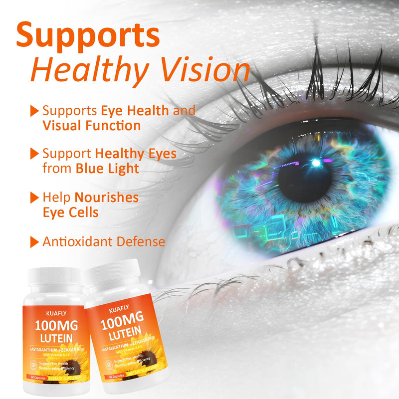 Lutein and Zeaxanthin Supplements with Astaxanthin 50MG Eye Vitamins - Premium Lutein for Eye Vision Support 120 Capsules 30 Count (Pack of 2)