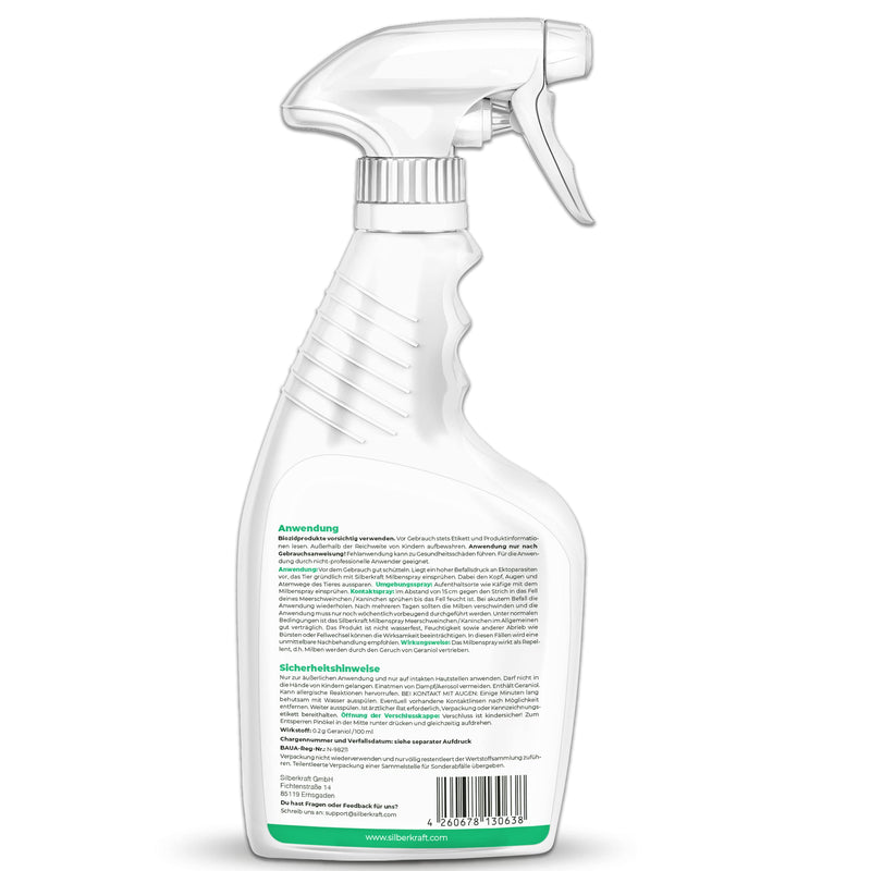 Silberkraft mite spray for guinea pigs, rabbits & small animals 500 ml, reliable mite protection, useful parasite defense, efficient and guaranteed helpful anti-mite agent - BeesActive Australia