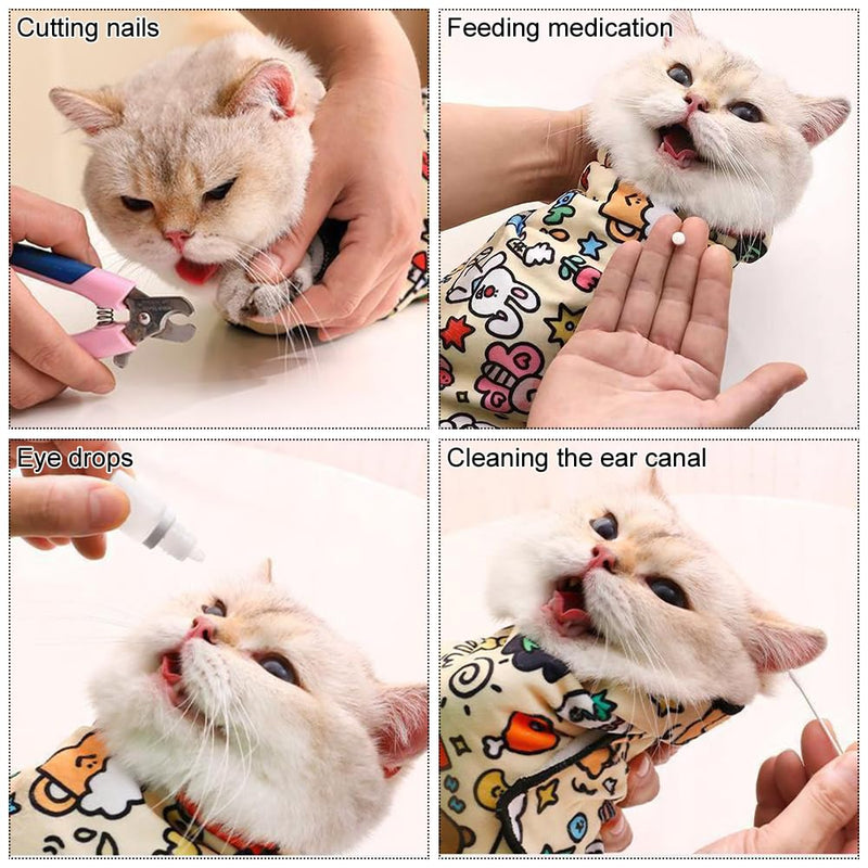 BAOSROY Cat Grooming Wrap, Cat Grooming Wrap, Cat Grooming Cloth, Cat Wrap for Cutting Nails Cat Grooming Cloth, Cat Nail Clipping Grooming Wrap, Cat Restraints for Nail Clipping, Self-Adhesive Cat Wrap - BeesActive Australia