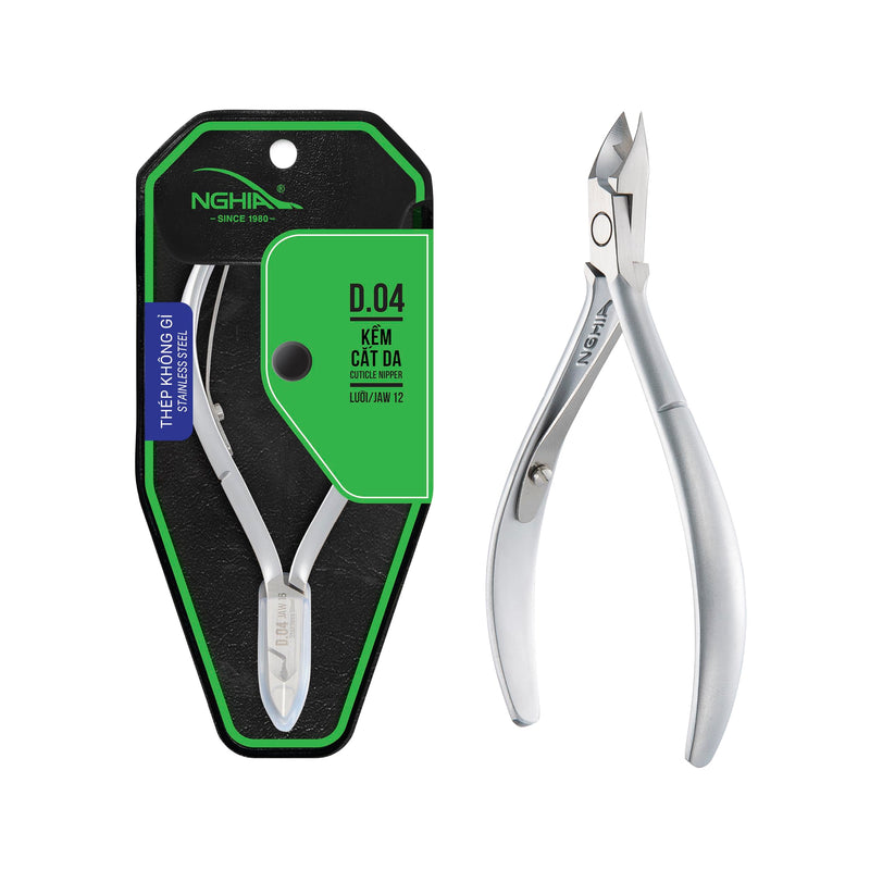 NGHIA Cuticle Nipper - D-04 JAW 12 | Stainless Steel | Durable and Sharp | Ergonomic Design | Grey Plated | Ideal for Salons and Home Use Jaw 12 (4.5 - 5.5 mm)