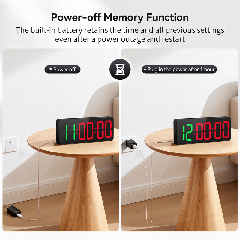 Gym Timer Clock Large Display, 12" LED Exercise Workout Interval Timer with Remote for Boxing Tabata/FGB/EMOM,Countdown/Up,Stopwatch Clock for Sports,Home Gym,Yoga,Garage,Office,Classroom Black 12 Inch - BeesActive Australia