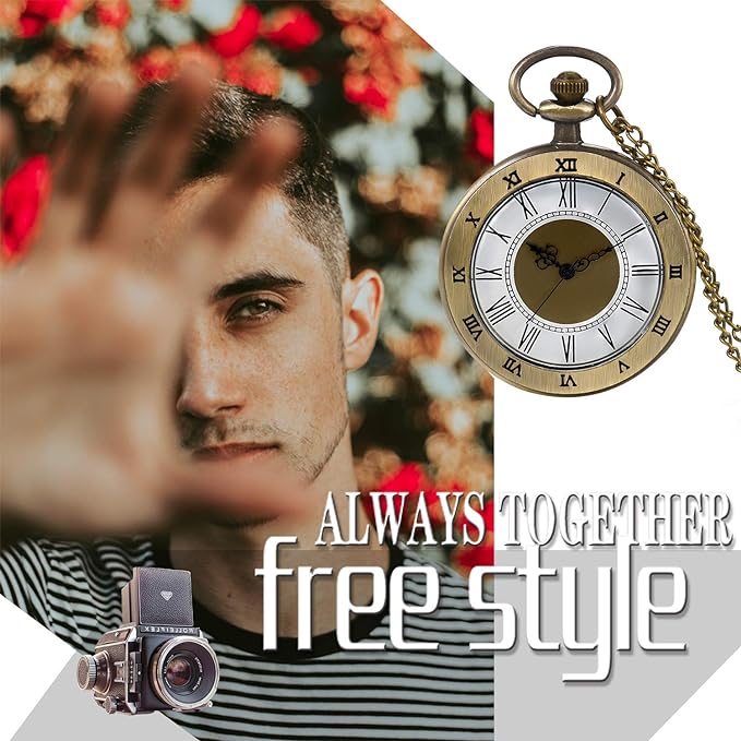 JewelryWe Retro Antique Roman Analog Pocket Watch Pendant Necklace Watch Non-waterproof Men Women Cosplay Event Halloween Birthday Anniversary Christmas Present Bronze -  Australia