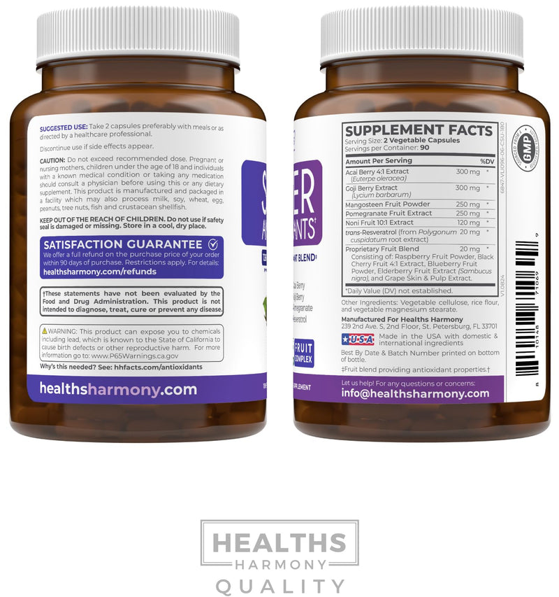 Super Antioxidants Supplement for Women - Vegan & Non-GMO (3 Month Supply) | High Potency Super Foods Powder Supplements with Acai Goji Noni Elderberry & More for Skin Immune & Overall Wellness 180 Count (Pack of 1)