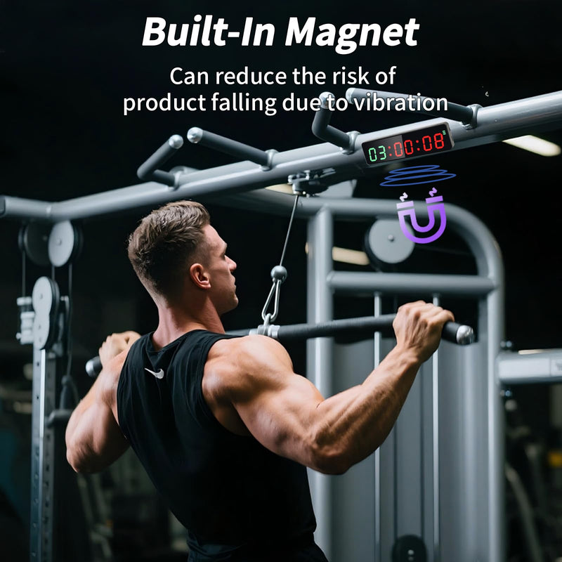 Portable Gym Timer Clock with Powerful Battery, Workout Timer for Home Gym with Brightness Adjustable for Countdown/Up/Stopwatch/HIIT, Digital Gym Stopwatch for Gym/Garage/Boxing/Fitness 1 inch-Black - BeesActive Australia