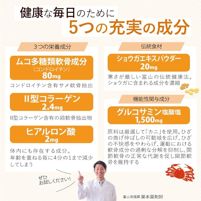 Toyama Regular Medicine Official Ryoshin Toyama Glucosamine Food with Functional Claims Glucosamine Hydrochloride Knee Supplement Supplement 248 tablets/approximately 31 days supply - BeesActive Australia