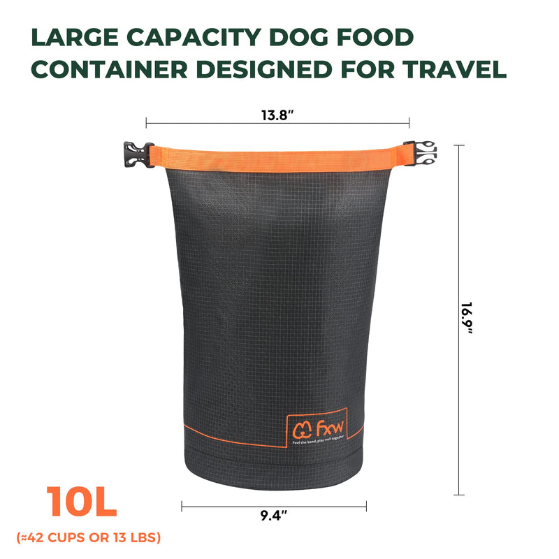 FXW Dog Food Travel Bag，Large Capacity for Travel Kibble Storage Perfect for RV Road Trips, Camping, Longterm Dog Boarding Gear Accessories Gray, 42 Cups 10L - BeesActive Australia