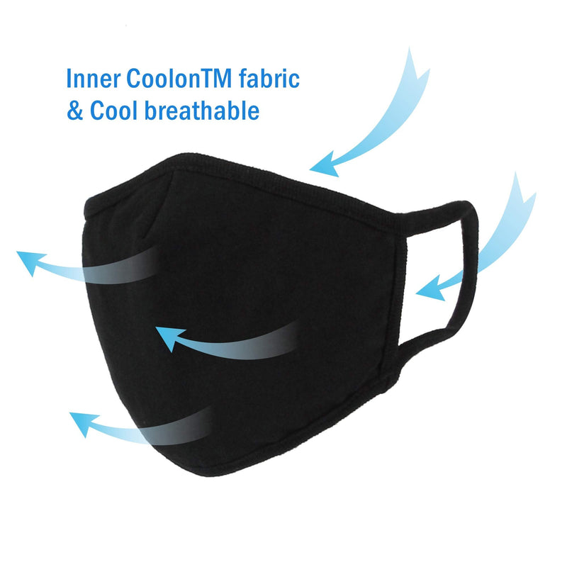 WITHMOONS Cloth Face Mask Washable Reusable 3-Ply Mouth Shield with Nose Wire 3PACK EU0304 Black 1 Count (Pack of 3)