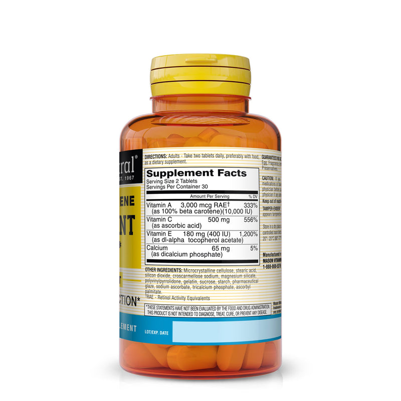 MASON NATURAL Vitamin E, C & A (Beta Carotene) - High Potency Antioxidant Formula to Fight Free Radicals and Support Overall Health*, 60 Tablets 60 Count (Pack of 1)
