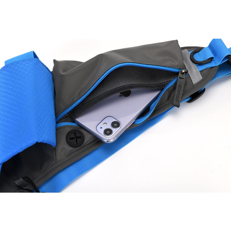 CLAPE Waist Bag Fanny Pack with Water Bottle Holder Unisex Walking Running Hiking Climbing Waistband Travel Money Belt Sport Waist Pack Fit All Kinds of Phones,Blue OT07-Blue