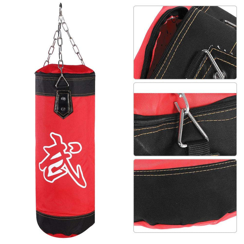 Adult Boxing Punching Bag Set, Unfilled Heavy Training Kick Bag for Muay Thai Hook Kick Sandbag Fight Karate RED 60CM