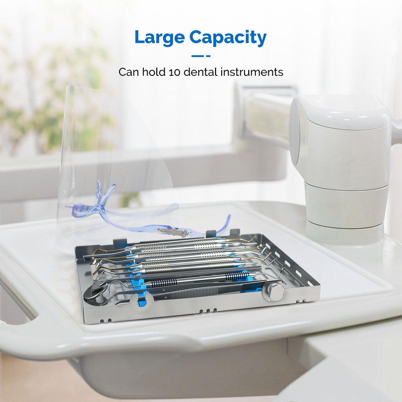 JMU Dental Autoclave Sterilization Cassettes for 10 Instruments, Detachable Instrument Cassette Rack, Blue 1 - BeesActive Australia