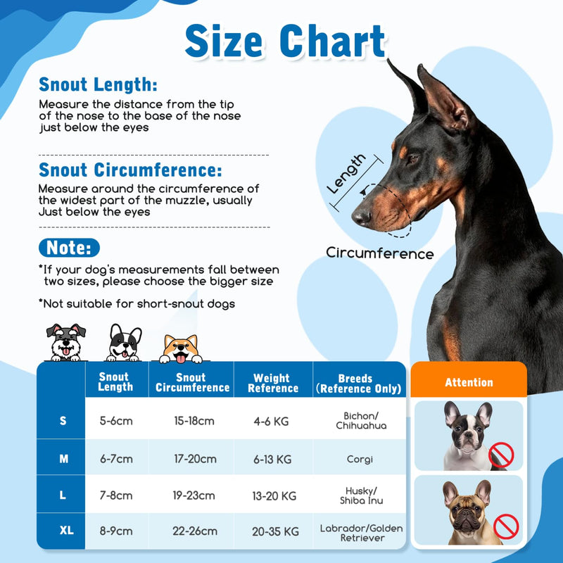 Nobleza - Dog Muzzle, Soft Mesh Muzzle for Medium Dogs, Breathable Reflective Adjustable Dog Muzzle, Prevents Biting, Chewing and Barking (M) M - BeesActive Australia