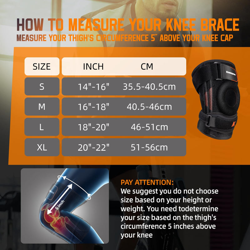 2-in-1 Professional Knee Brace for Pain Relief,Adjustable Knee Support with Patella Pad & Side Stabilizers, Compression Knee Sleeve for Meniscus Tear, ACL, Joint Pain, Runner, Workout-Men & Women L BLACK