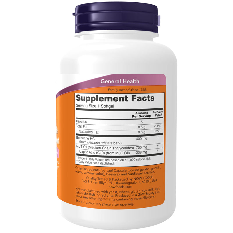 NOW Foods Supplements, Berberine Glucose Support, Combined with MCT Oil for Optimal Berberine Absorption, 90 Softgels - BeesActive Australia