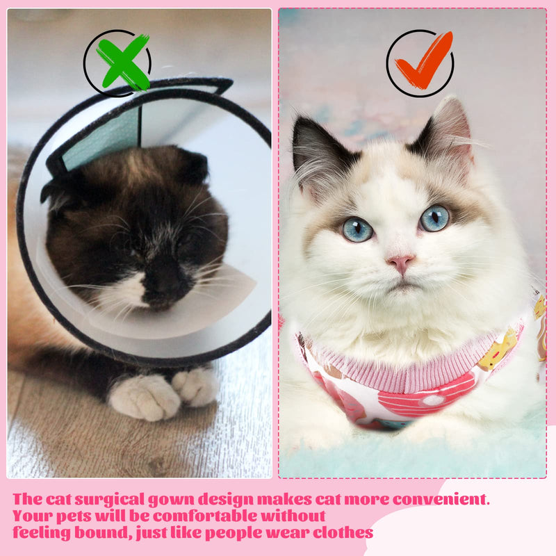 TIESOME Cat Surgical Recovery Suit, Collar Alternative for Cats Dogs Post Surgery Wear Pajama Suit Home Indoor Pets Clothes Donut (M) M - BeesActive Australia