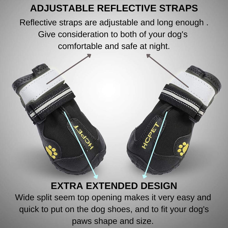 Dog Snow Boots for Winter Durable Waterproof Anti-Slip Dog Booties for Winter Dog Shoes for Medium Large Size Dogs with Adjustable Reflective Straps Dog Boots & Paw Protectors Black Size 8 8#: 2.95 Inch Width for 80-95 lbs - BeesActive Australia
