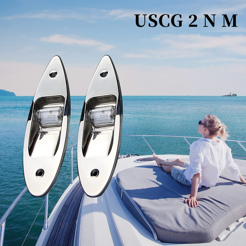 Marine Navigation Lights Red and Green Bow Light LED for Boat USCG 2 NM Waterproof 12 Volt Stainless Steel Side Flush Mounting 1 Pair