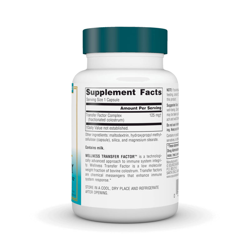 Source Naturals, Wellness Transfer Factor - 125 mg - 60 Vegetarian Capsules | Supports Immune System Response 60 Count (Pack of 1)