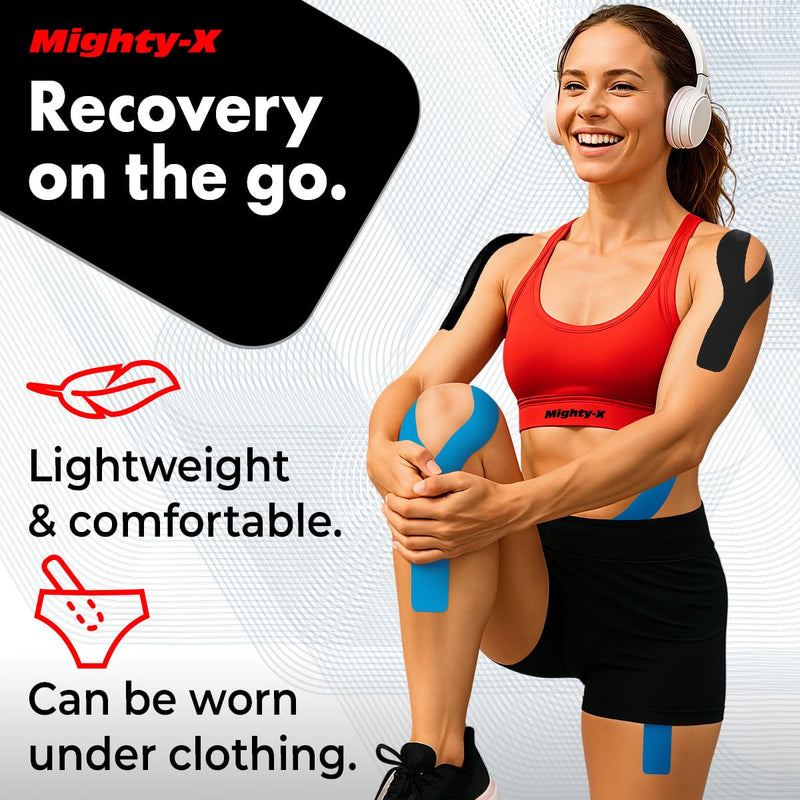 Waterproof Kinesiology Tape - [3 Rolls] - Kinetic Tape - Joints Support & Muscle Pain Relief - 16.4 ft Uncut Knee Tape + 50 Videos - Muscle Tape - Easy to Apply Shoulder Tape Black
