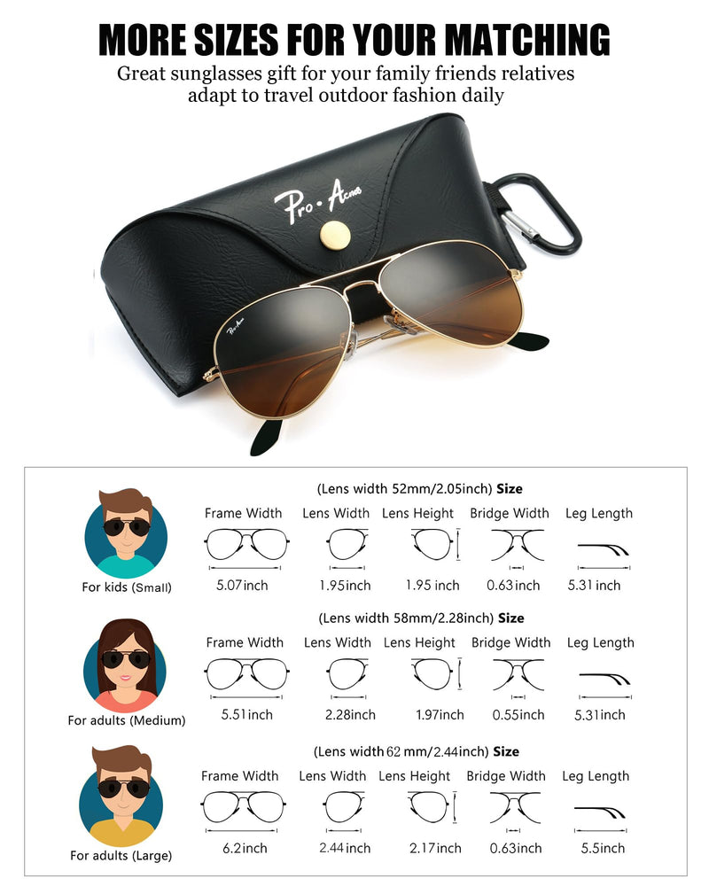 Pro Acme Classic Aviator Sunglasses for Men Women 100% Real Glass Lens Z/Brown/Plastic/Polarized 58 Millimeters - BeesActive Australia