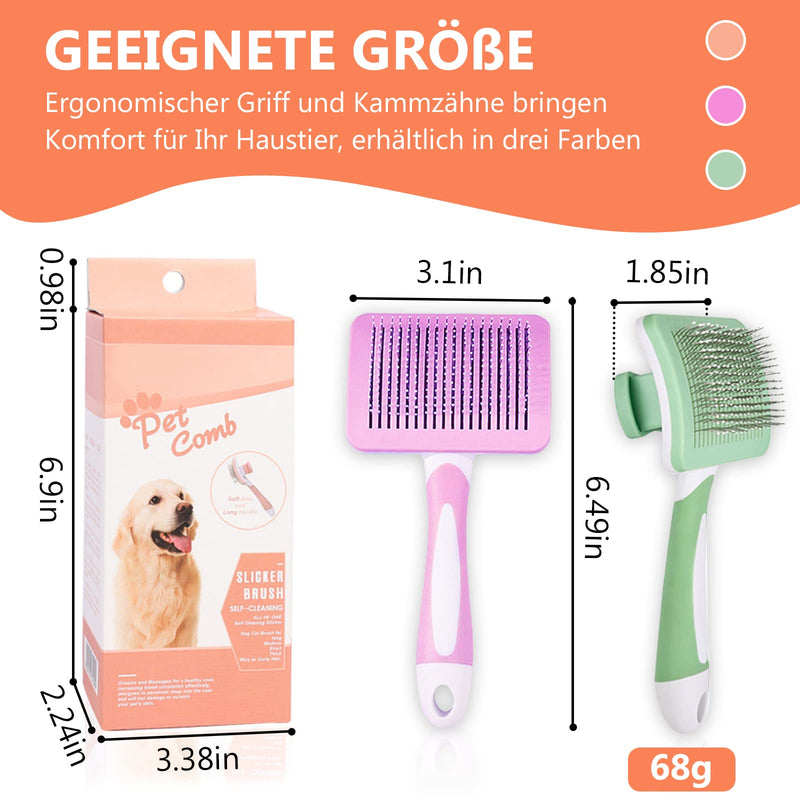 Phantasy® Small Pet Dog Brush Cat Brush, Pet Brushes Self-Cleaning Fur Brush, Hair Remover Pet Brush for Long Hair and Short Hair, Orange Orange-Small - BeesActive Australia
