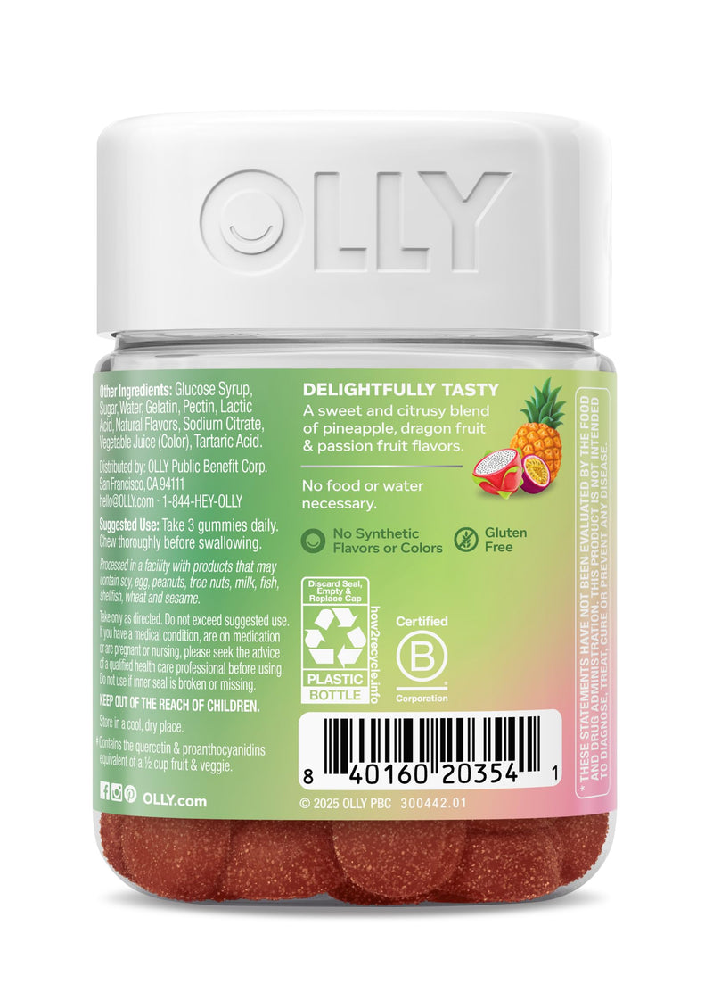 OLLY Supergood Superfoods Gummies, Supports Immune & Digestive Health,* 15 Superfoods, Prebiotics, Vitamin C, Tropical Bliss Flavor, 20 Day Supply - 60 Count - BeesActive Australia