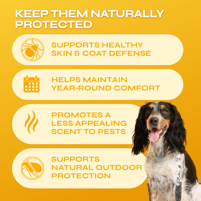 Flea and Tick Prevention for Dogs - with Neem 9,750 mg per Pack - No Chemicals - Flea and Tick Control Oral Pills for All Dogs and Puppies - Chewable Skin and Coat Supplement - 130 Soft Duck Treats Flea Support Chews - 130 count