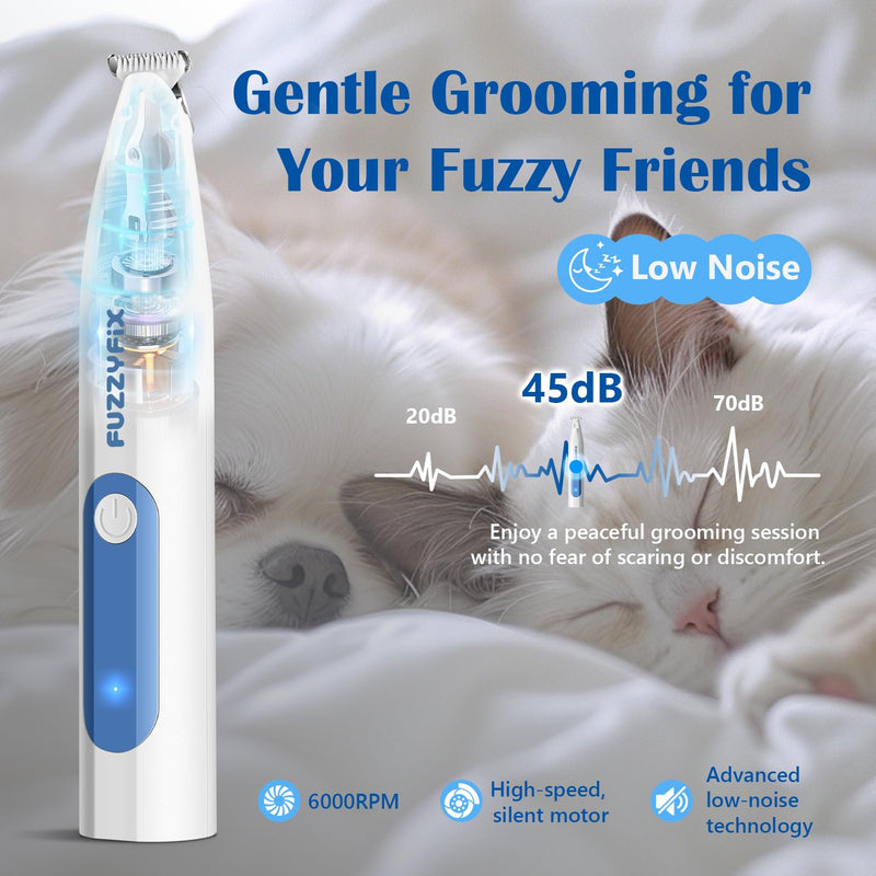Dog Paw Trimmer with LED Light, 18 mm Widen Blade, Low Noise Dog Clippers for Grooming, Type-C Rechargeable Dog Grooming Clippers for Paws, Eyes, Ears, Face, Rump Light Blue - BeesActive Australia