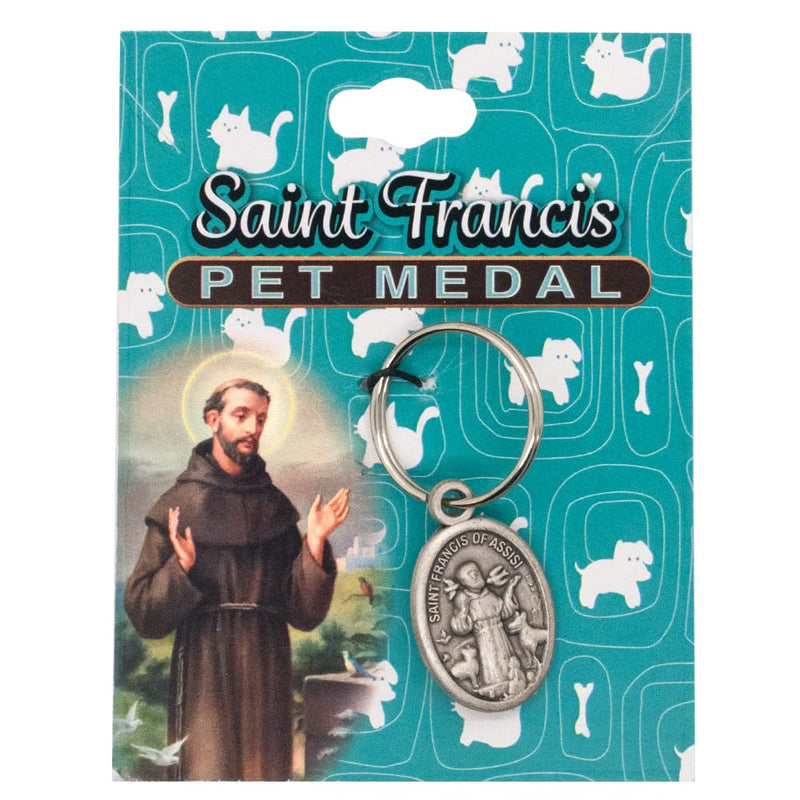 VILLAGE GIFT IMPORTERS Saint Francis Pet Medal Round or Oval Design | Attach to Dog or Cat Collar, Leash, or Crate | Includes Jump Ring | Catholic Patron Saint of Animals | Made in Italy (Oval) - BeesActive Australia