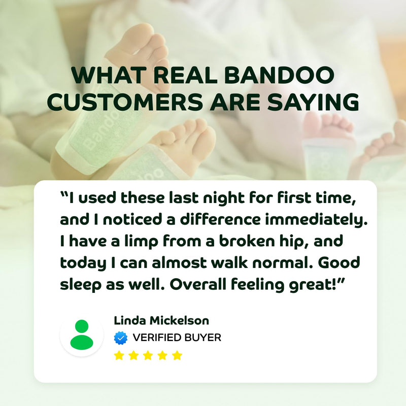Bandoo Foot Pads – Premium Natural Bamboo Vinegar & Tourmaline Material, Japanese Foot Care for Men & Women - 30 Count Pack of 3 (30 pads) - BeesActive Australia